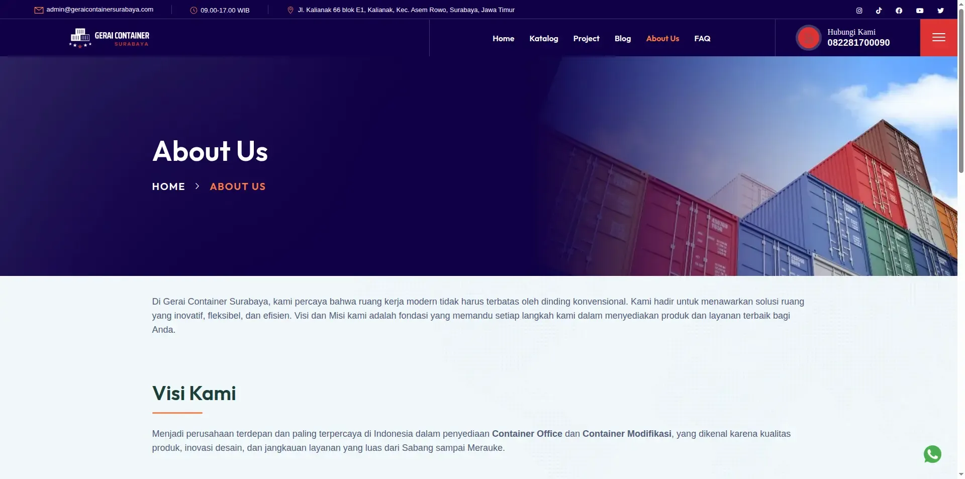 Tampilan website Gerai Container (4 dari 5)