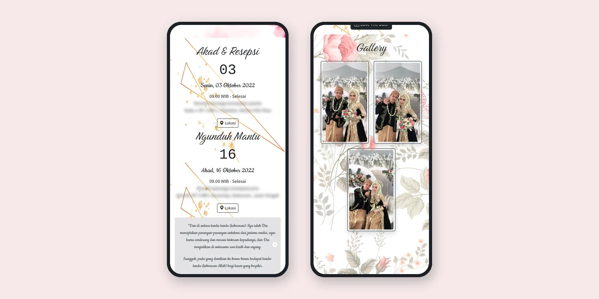Tampilan website Undangan Digital Agus & Nining (2 dari 2)