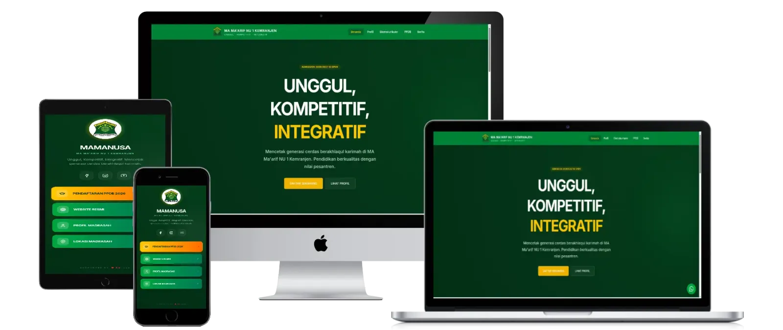 Tampilan website Website Sekolah MA Ma'arif NU 1 Kemranjen (1 dari 7)