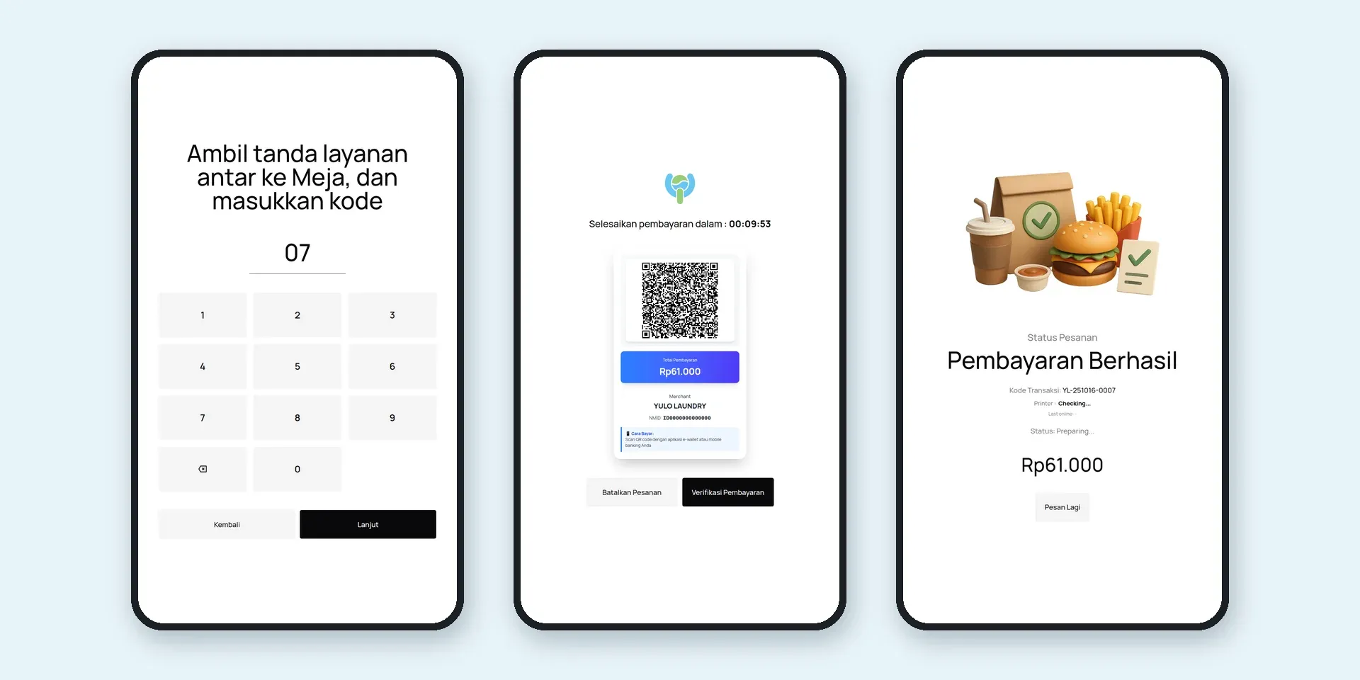 Tampilan website Kiosk Self-Order Yulo (2 dari 2)