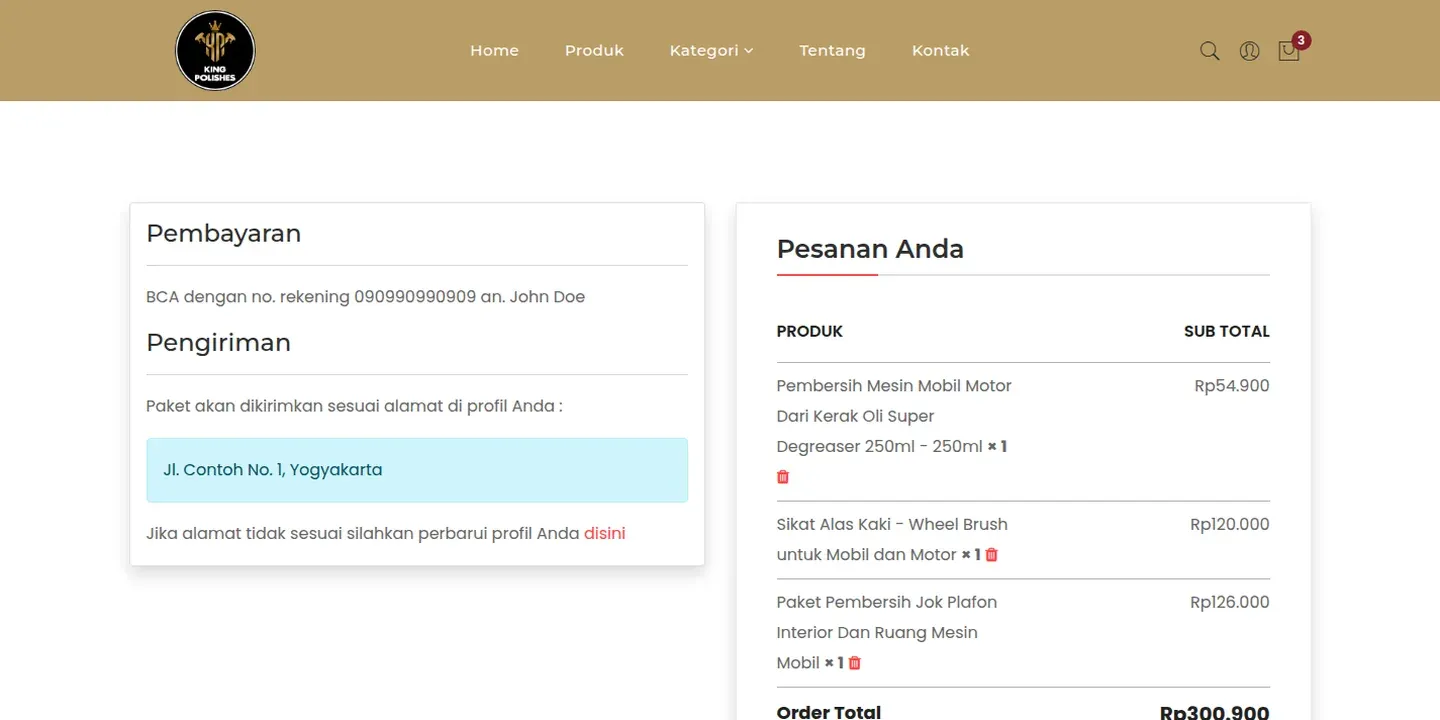 Tampilan website Toko Online King Polishes (3 dari 5)