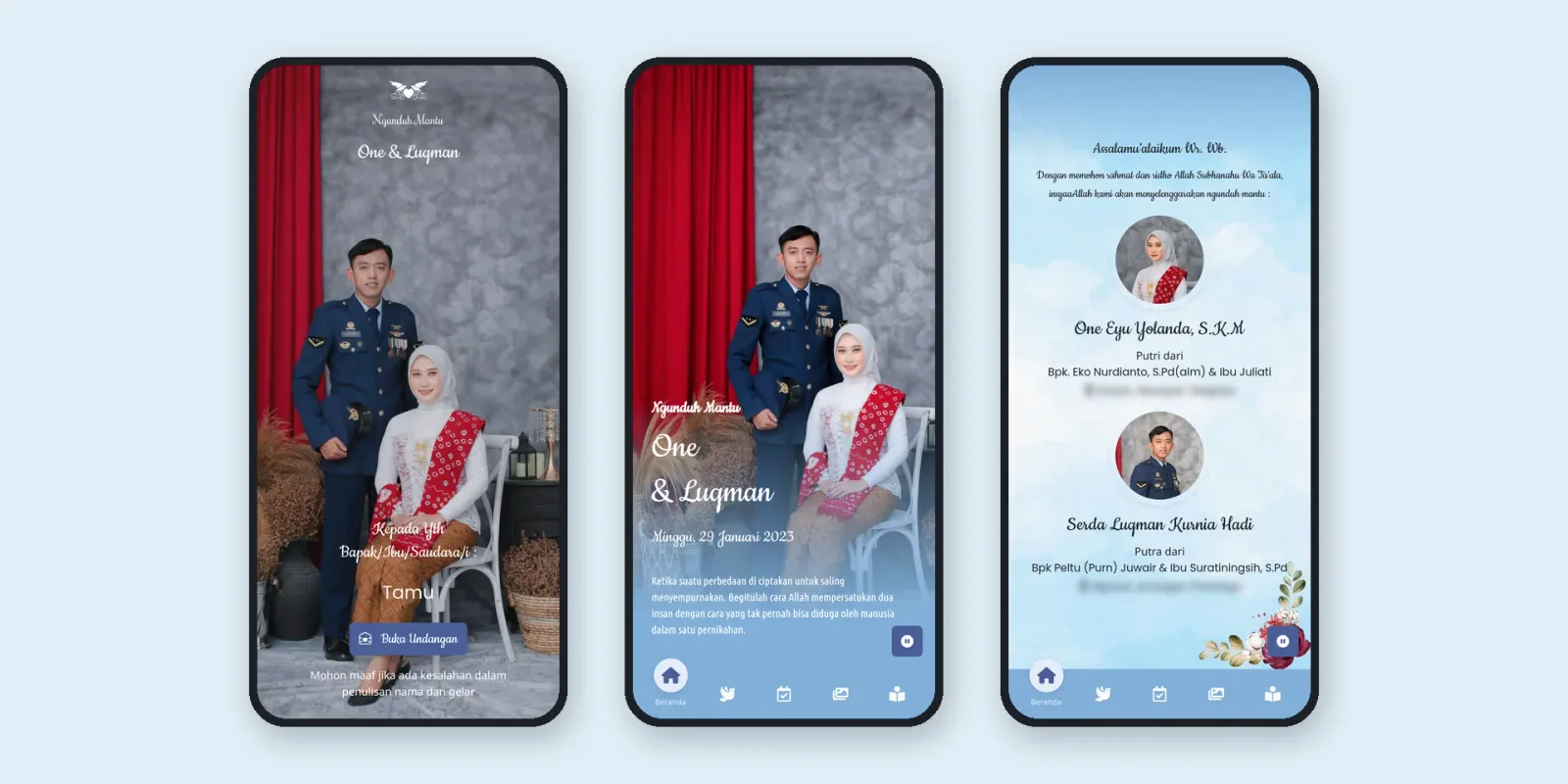 Tampilan website Undangan Digital One & Luqman (1 dari 2)