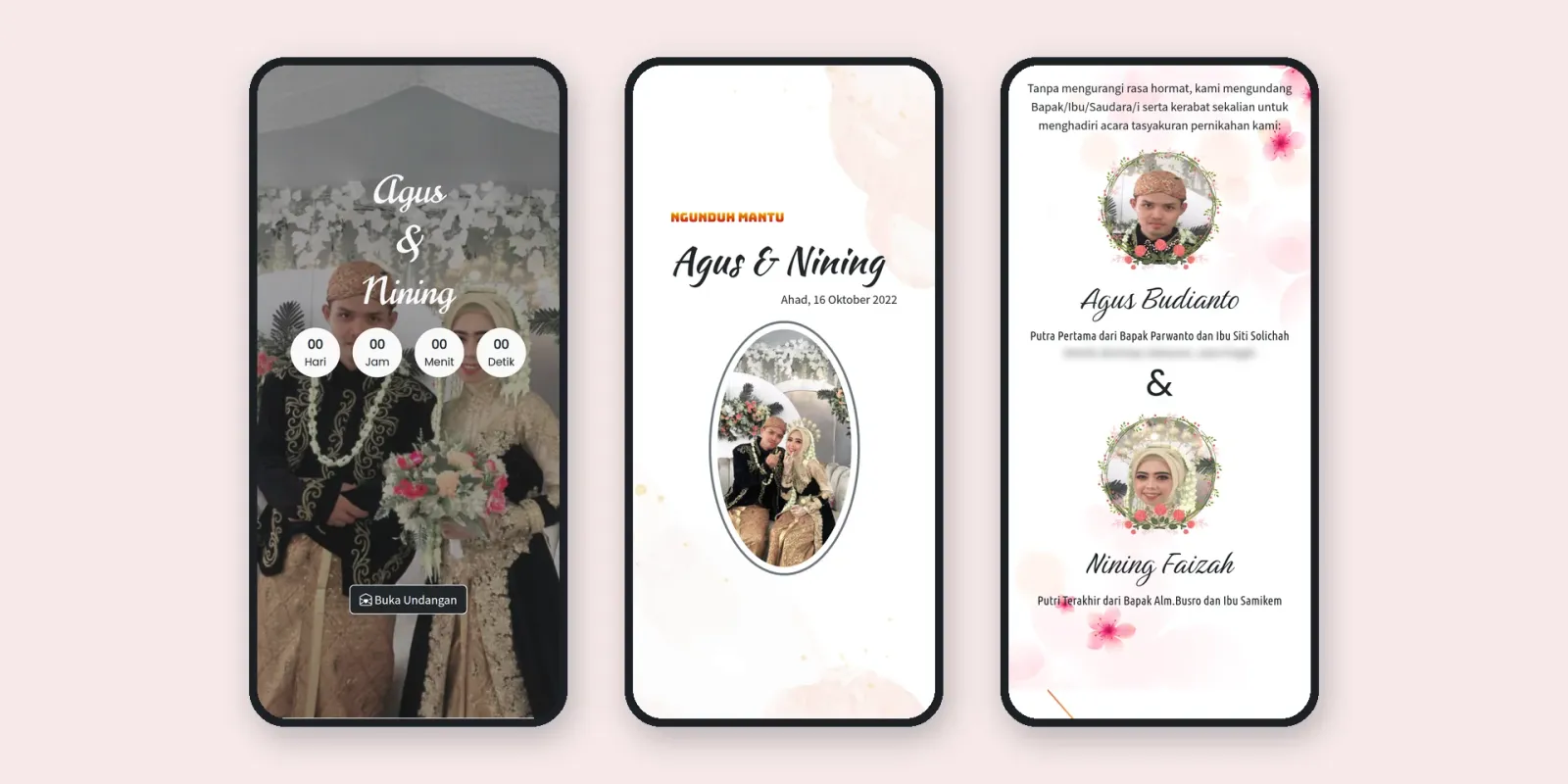 Tampilan website Undangan Digital Agus & Nining (1 dari 2)
