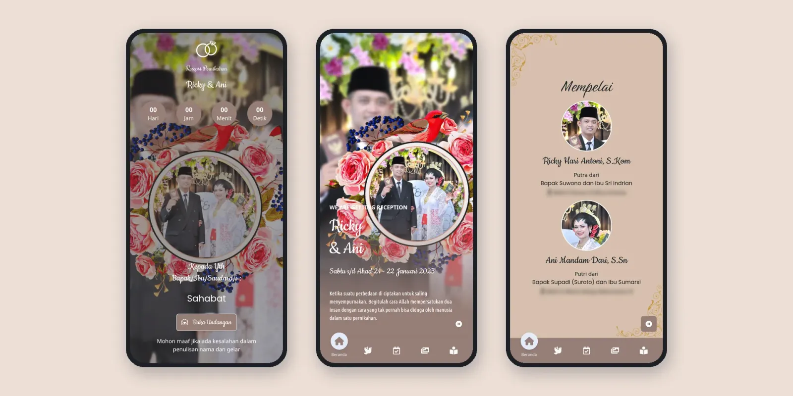 Tampilan website Undangan Digital Ricky & Ani (1 dari 2)