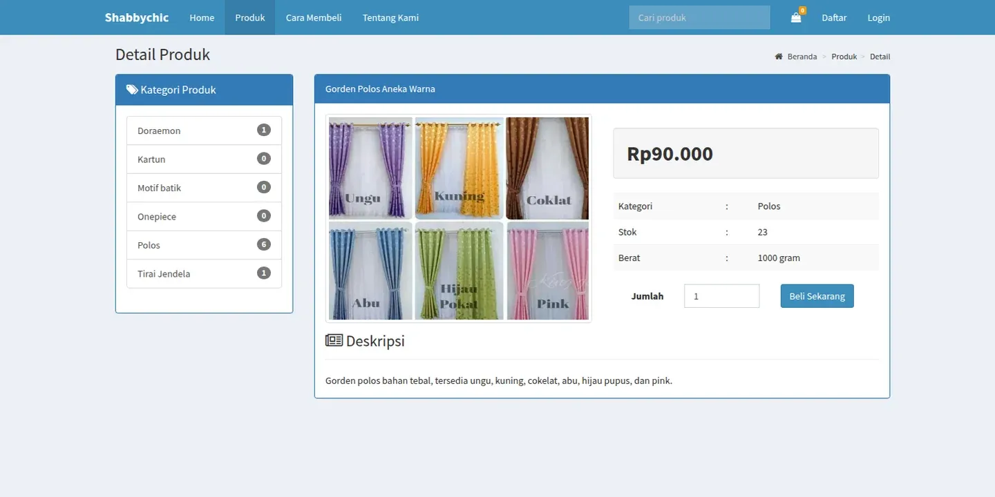 Tampilan website Website Penjualan Shabbychic Korden (2 dari 2)