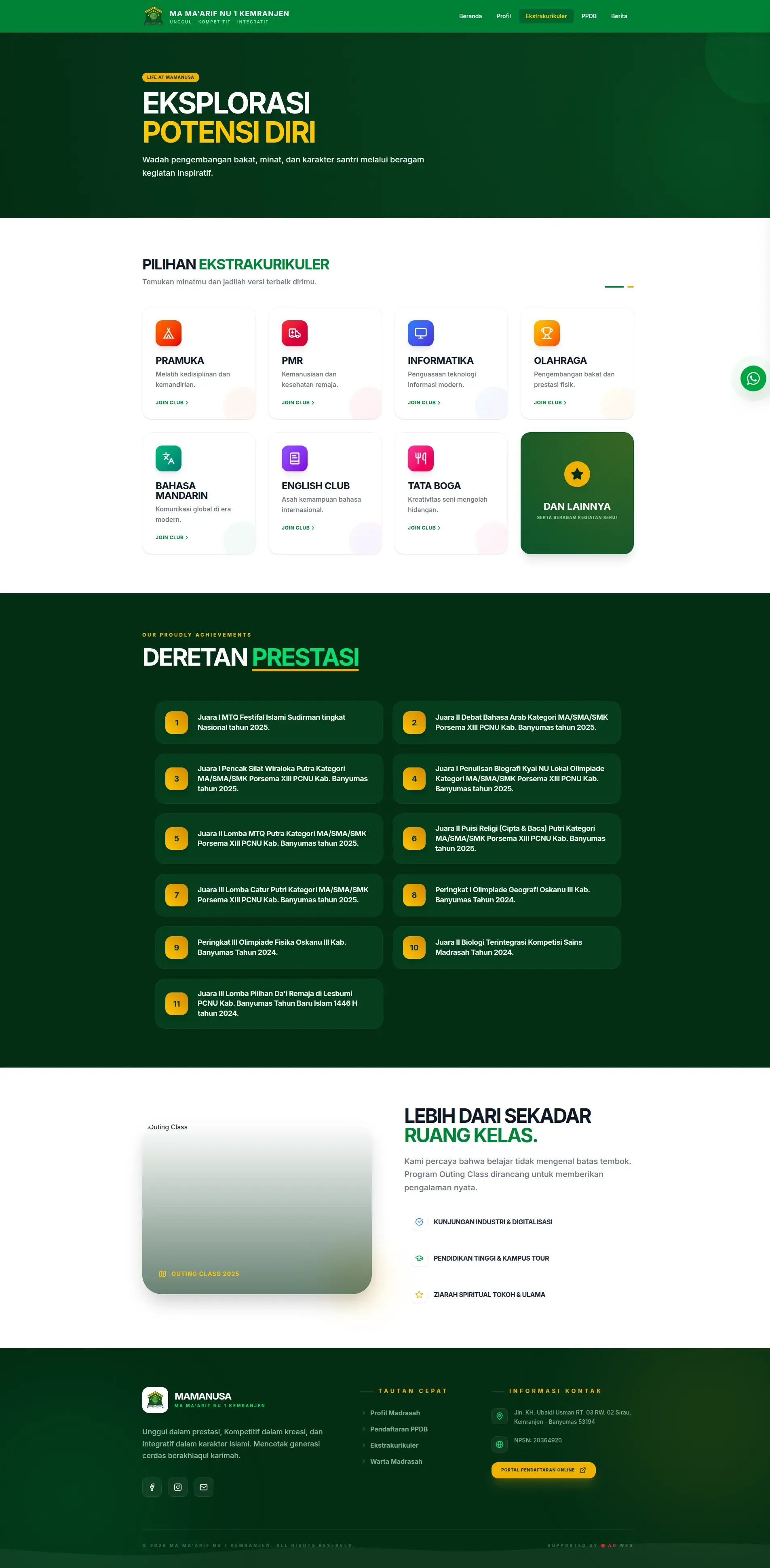 Tampilan website Website Sekolah MA Ma'arif NU 1 Kemranjen (5 dari 7)