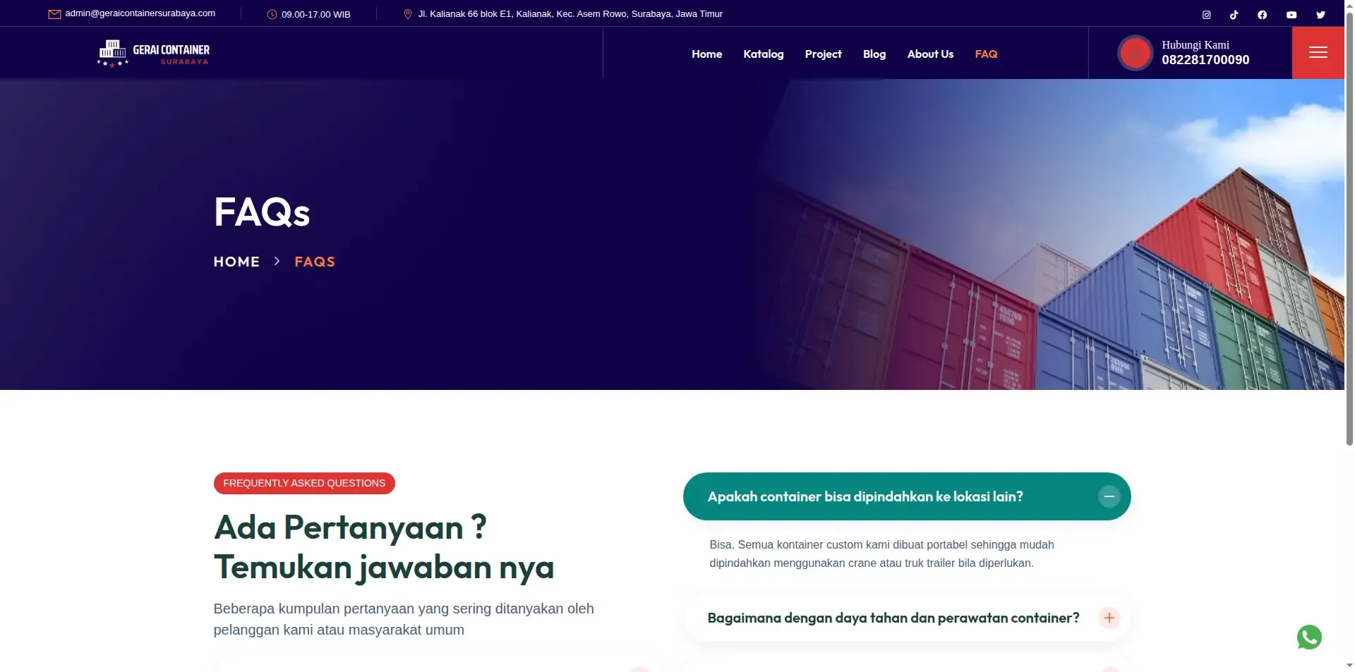Tampilan website Gerai Container (5 dari 5)