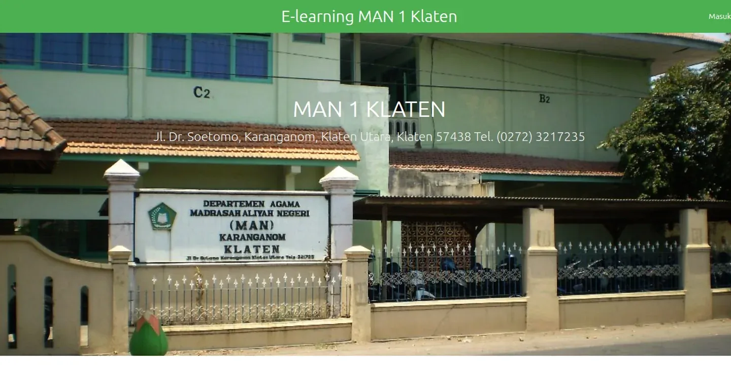 Tampilan E-learning MAN 1 Klaten