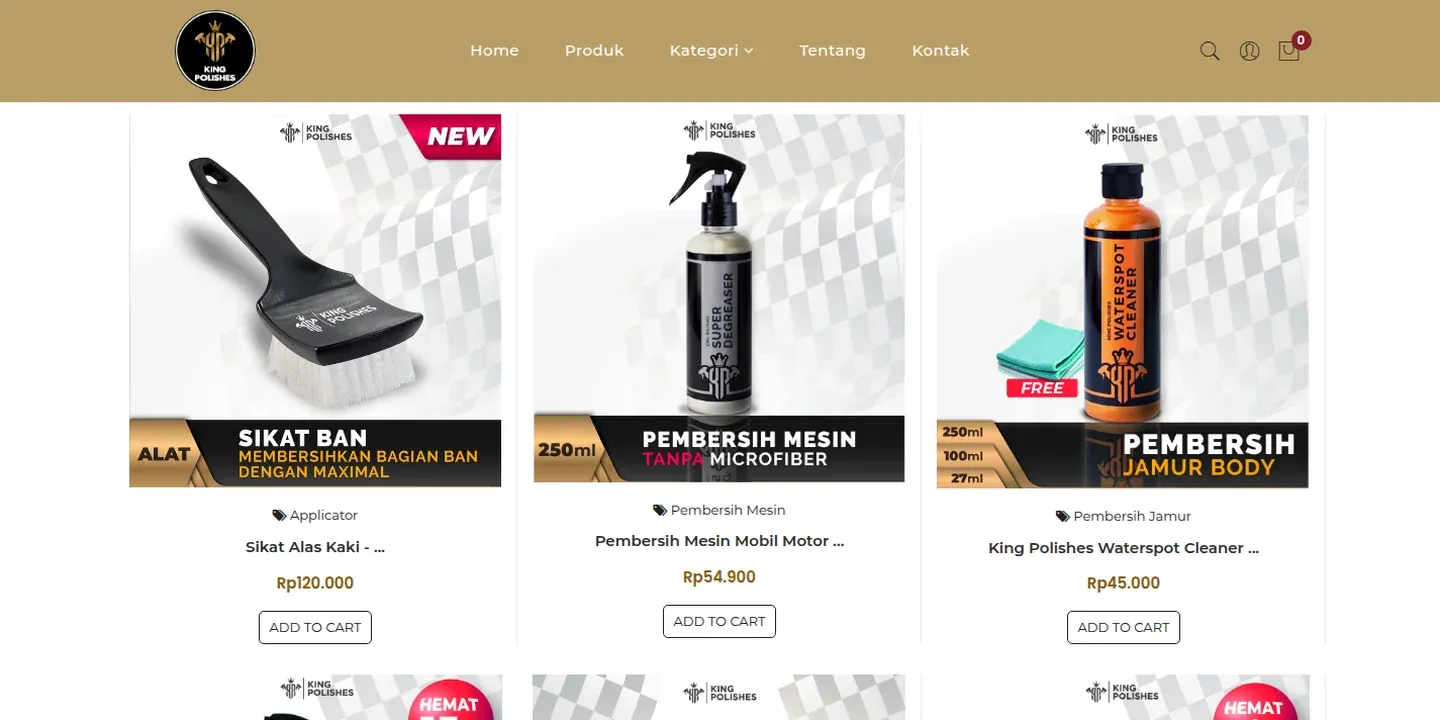 Tampilan Toko Online King Polishes