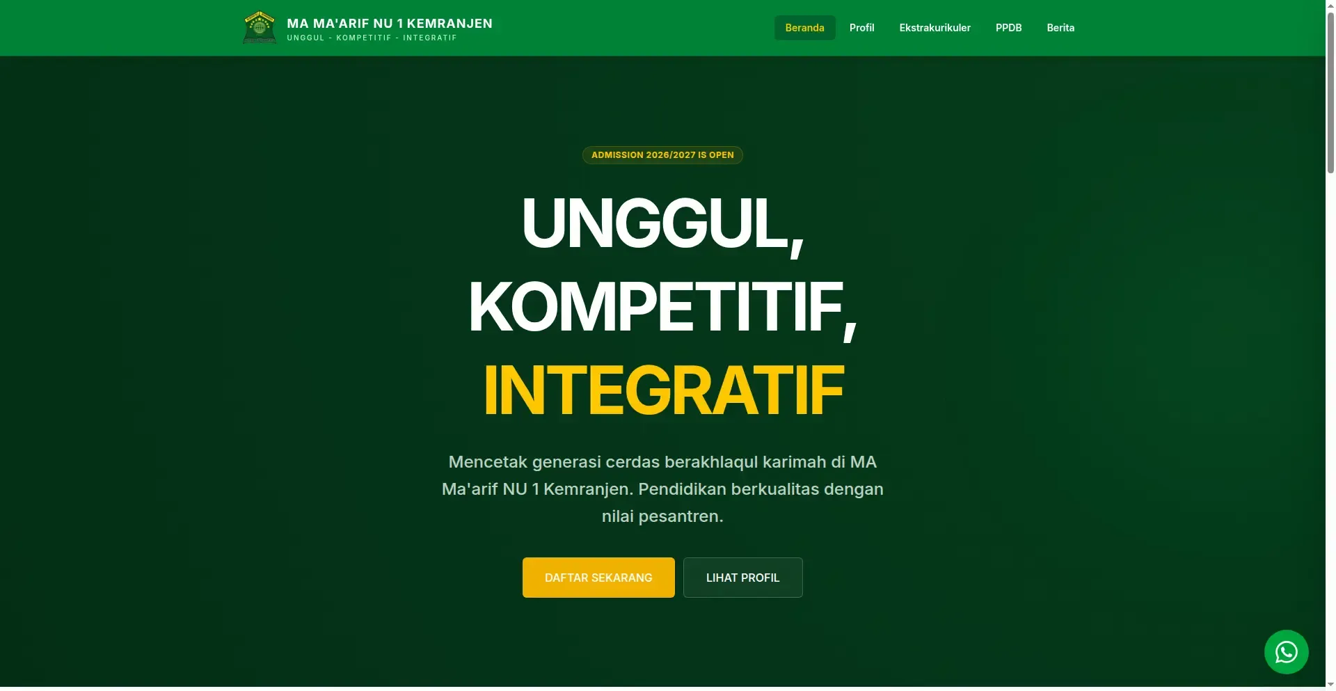 Tampilan website Website Sekolah MA Ma'arif NU 1 Kemranjen (3 dari 7)