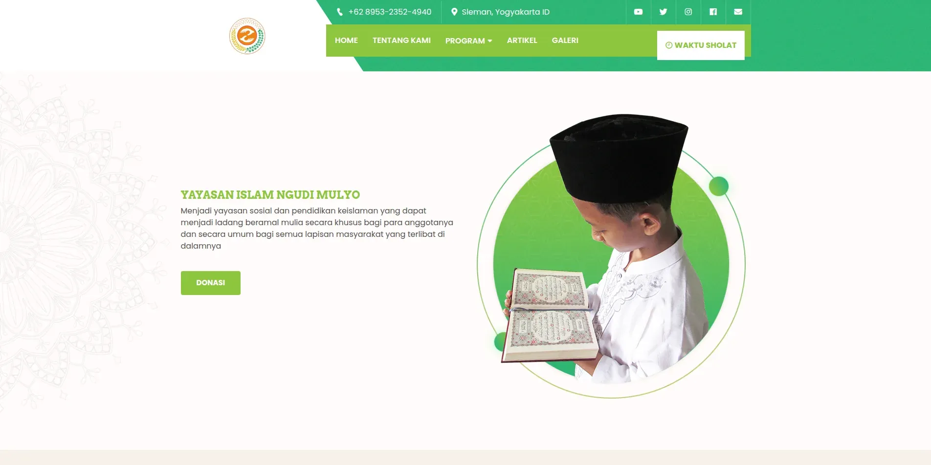 Tampilan Website Yayasan Islam Ngudi Mulyo