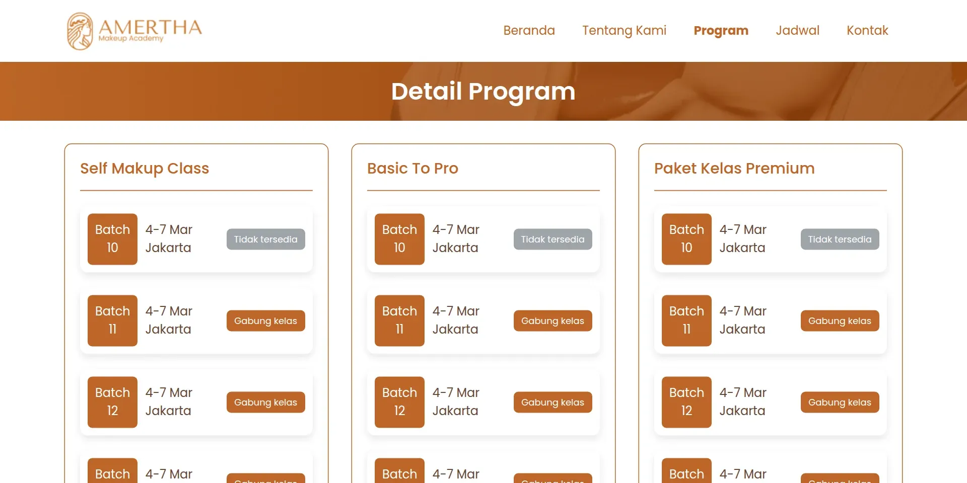 Tampilan website Amertha Makeup Academy (2 dari 4)