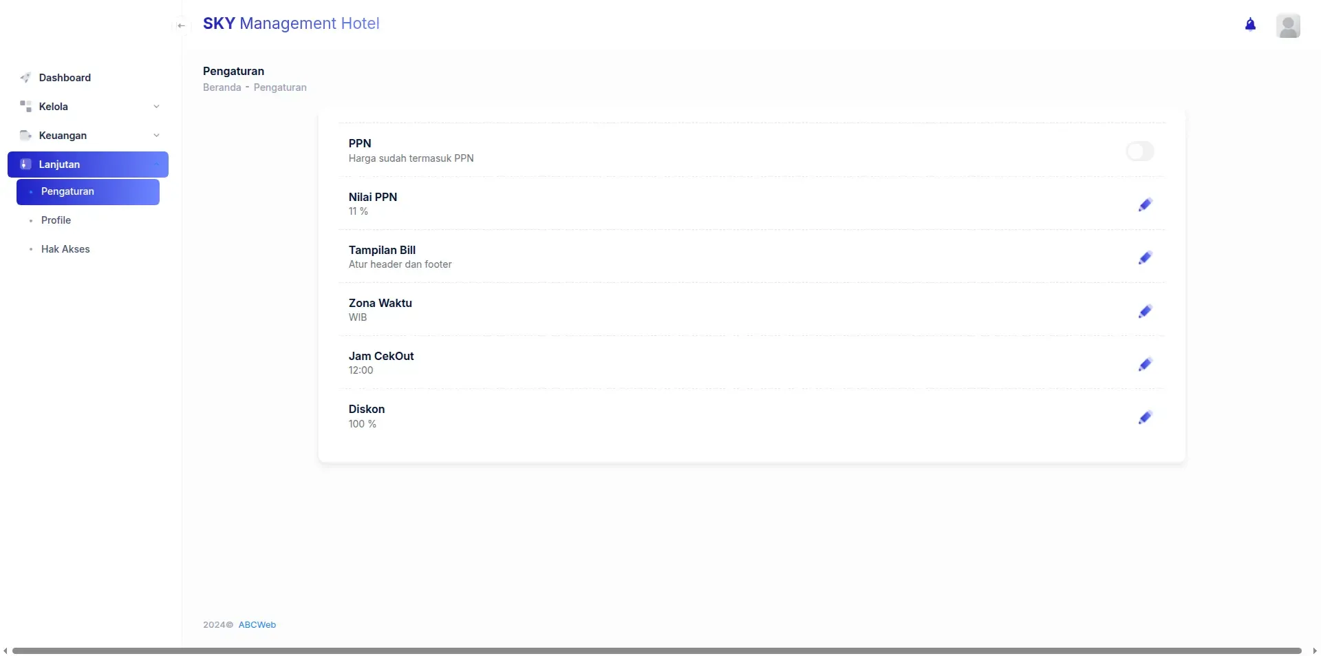 Tampilan website Sky Management Hotel (4 dari 4)