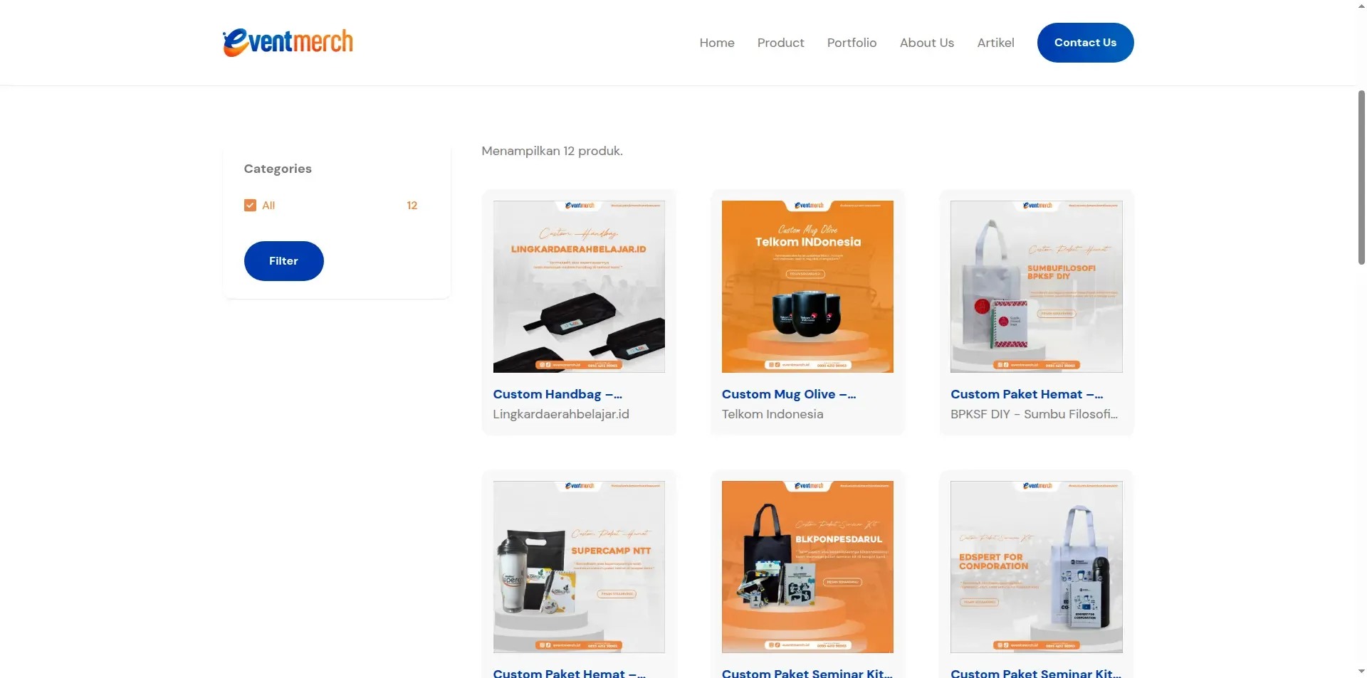 Tampilan website Eventmerch (4 dari 4)