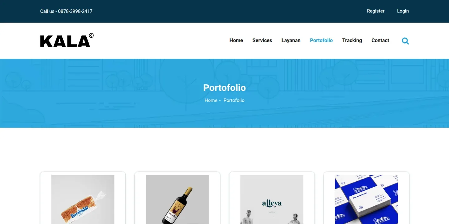 Tampilan website Website Kala Creative (2 dari 3)