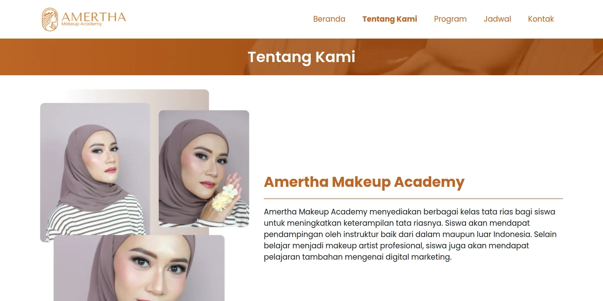 Tampilan website Amertha Makeup Academy (4 dari 4)